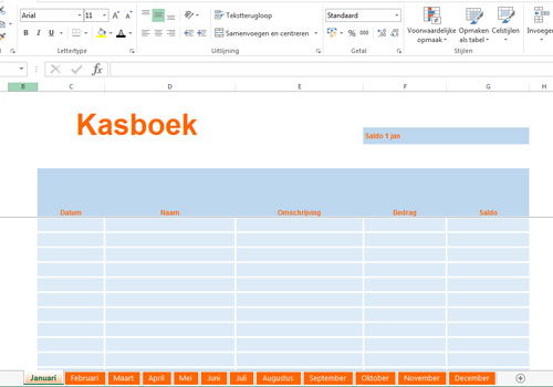Kasboek in Excel